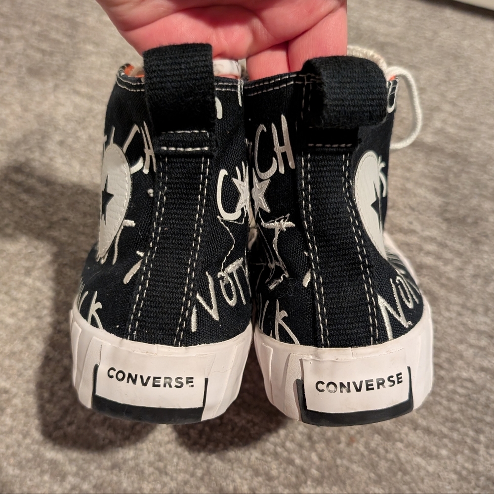 Converse Black White Orange Not A Chuck High Top Sneakers 5Y/Women's 6.5 - Picture 5 of 10